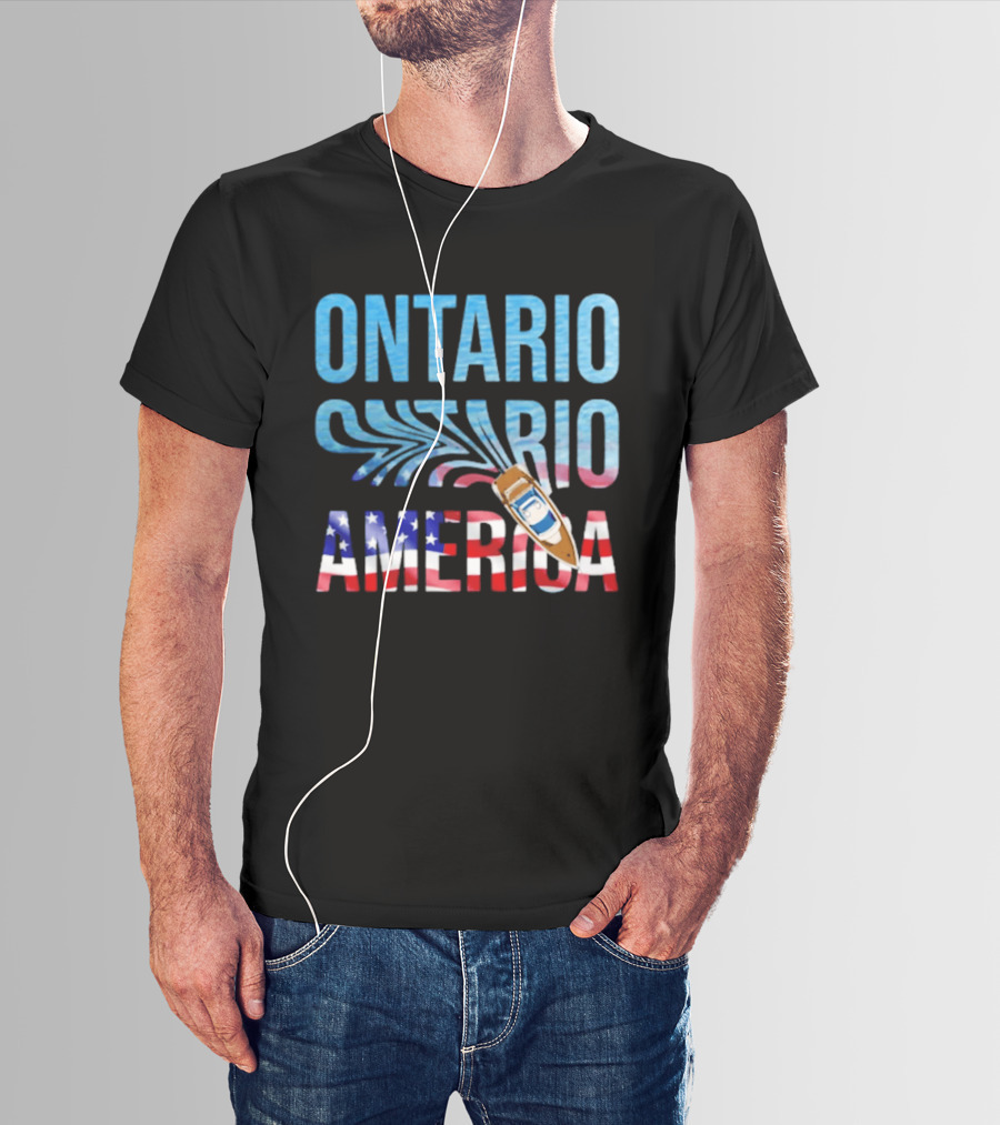 Lake Ontario To America Boat Journey With American Flag T-Shirt