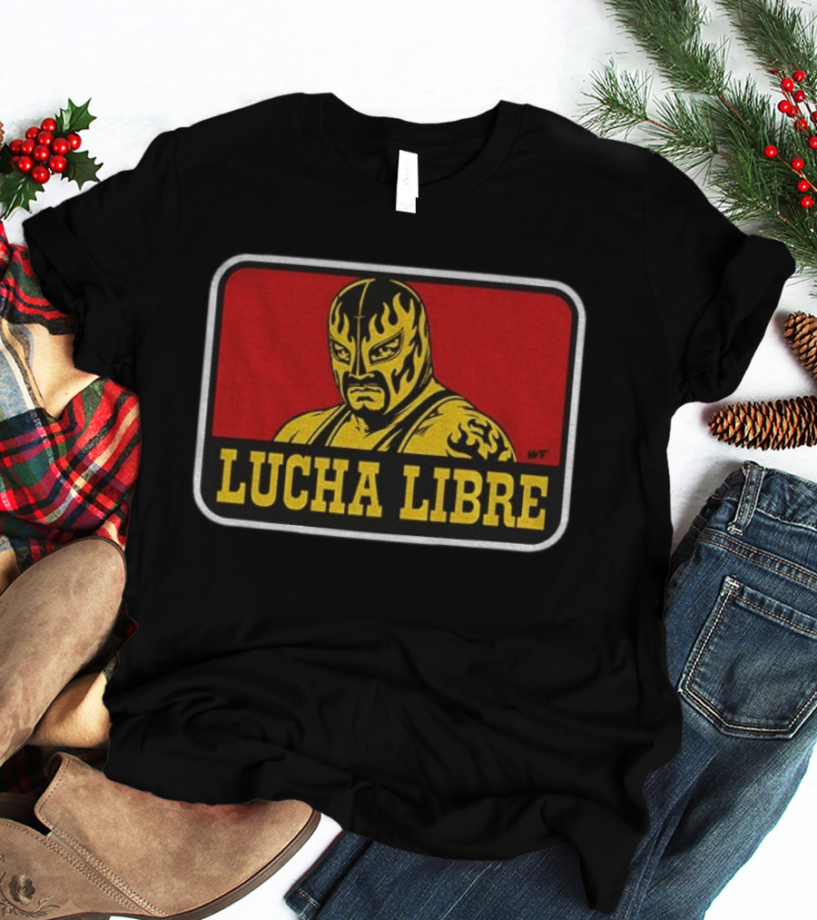 Lucha Libre Masked Wrestler Flames Tattoo Art Mexican Culture T-Shirt