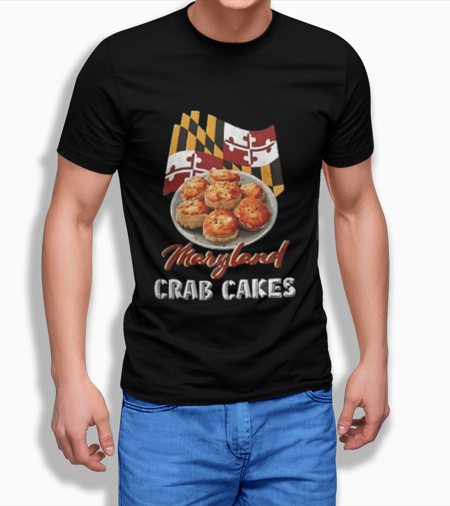 Maryland Crab Cakes Plate With State Flag T-Shirt