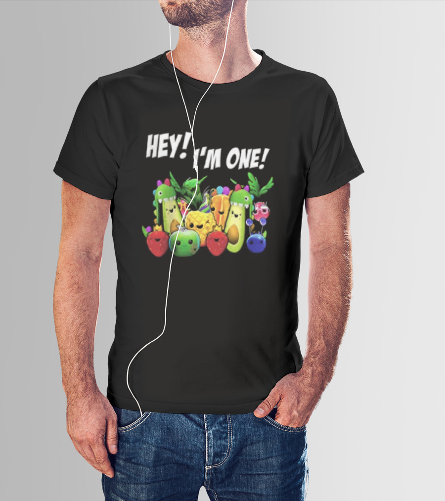 Hey Im One Birthday Cartoon Avocado Pineapple Fruits T-Shirt