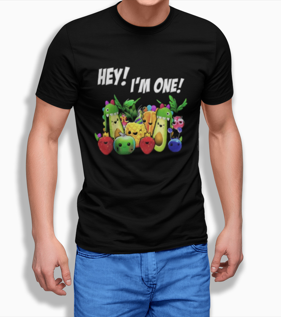 Hey Im One Birthday Cartoon Avocado Pineapple Fruits T-Shirt