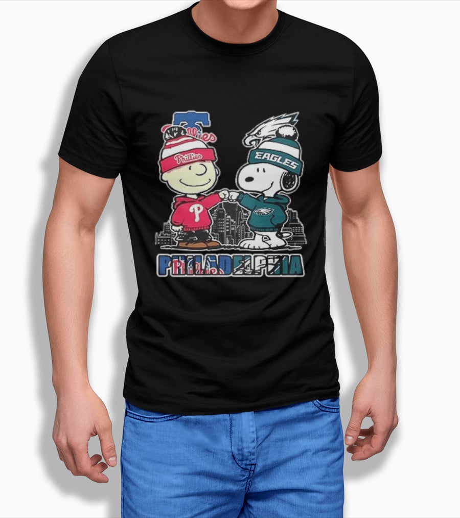 Phillies Eagles Fans Snoopy Philadelphia Collaboration T-Shirt