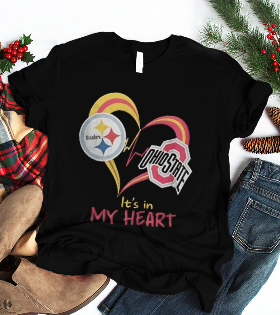 Pittsburgh Steelers Ohio State Buckeyes It's In My Heart EKG Pulse Line T-Shirt