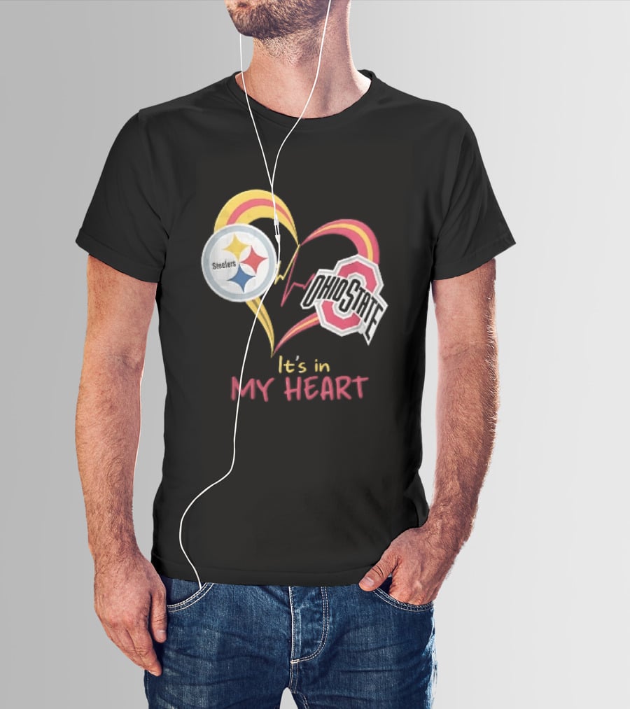 Pittsburgh Steelers Ohio State Buckeyes It's In My Heart EKG Pulse Line T-Shirt