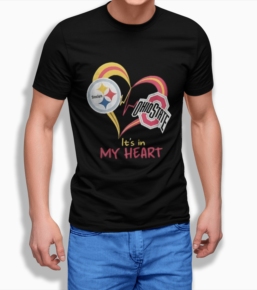 Pittsburgh Steelers Ohio State Buckeyes It's In My Heart EKG Pulse Line T-Shirt