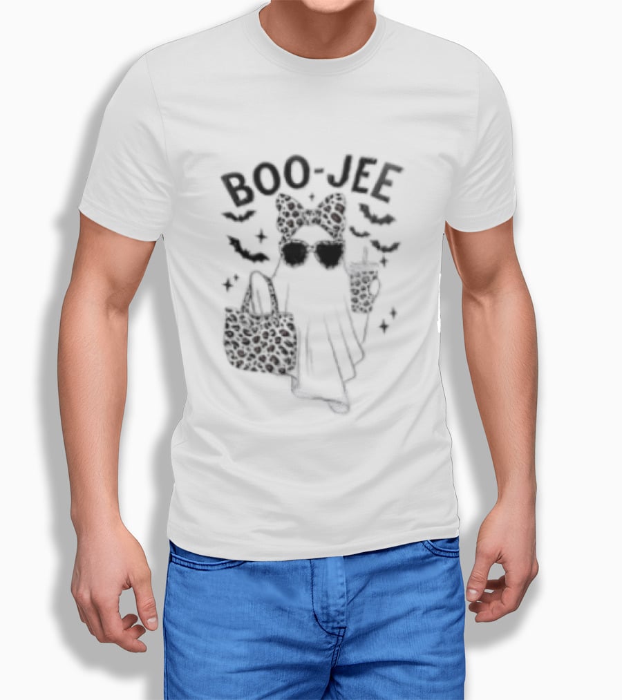 Boo Jee Halloween Ghost Leopard Bow Bag And Glasses T-Shirt