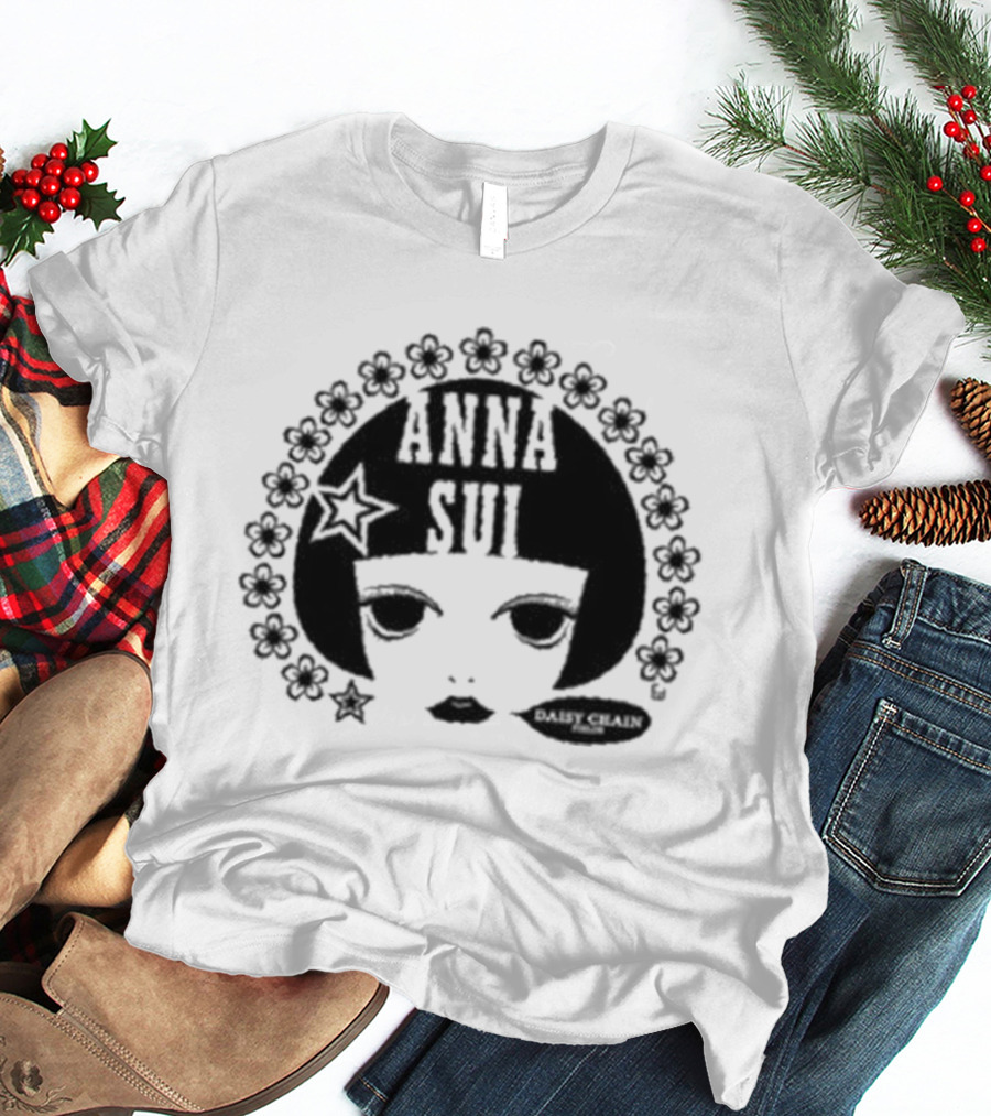 Anna Sui Daisy Chains Iconic Face Floral Circle T-Shirt