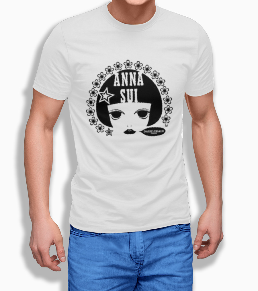 Anna Sui Daisy Chains Iconic Face Floral Circle T-Shirt
