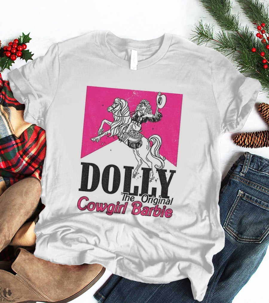 Dolly The Original Cowgirl Barbie Pink Riding Horse T-Shirt