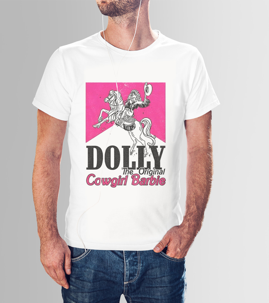 Dolly The Original Cowgirl Barbie Pink Riding Horse T-Shirt