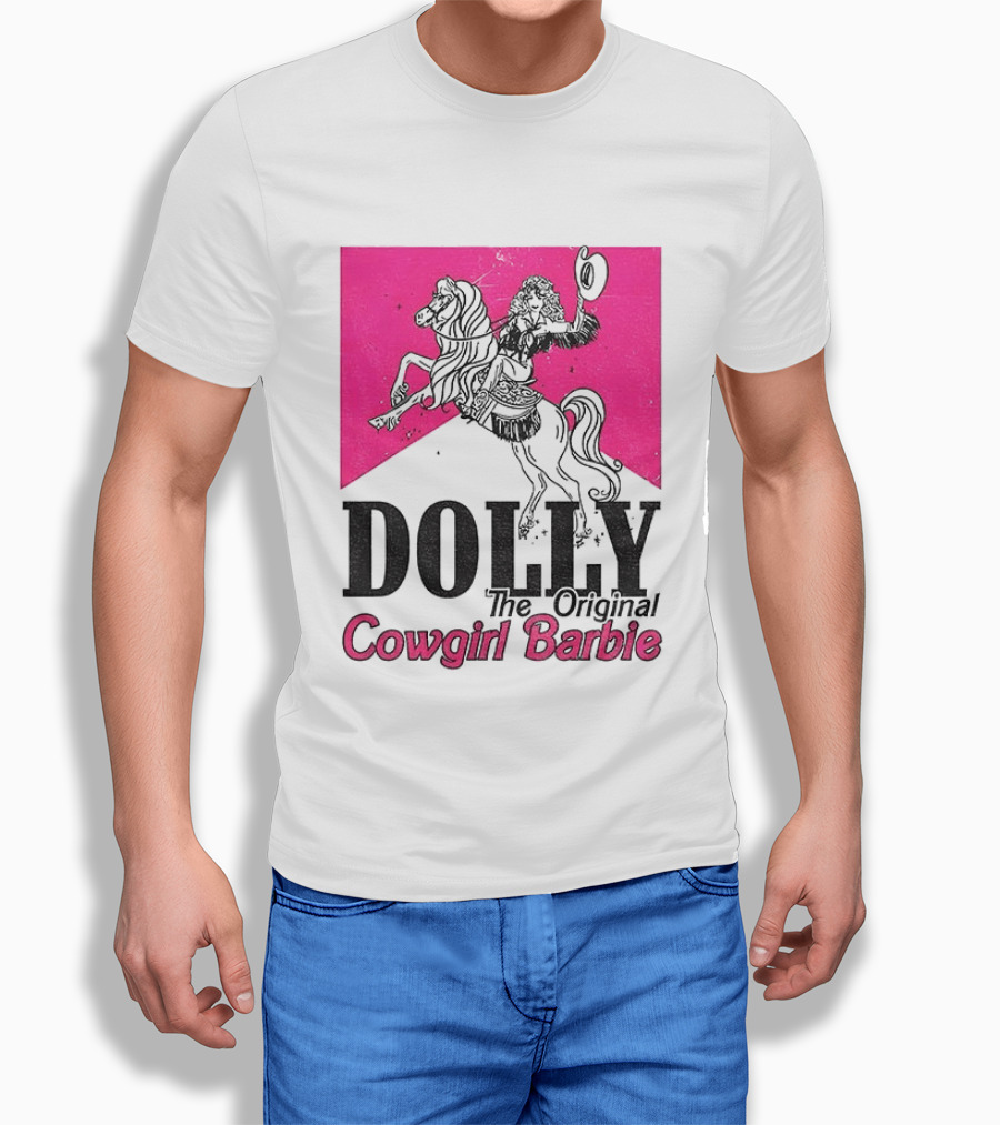 Dolly The Original Cowgirl Barbie Pink Riding Horse T-Shirt