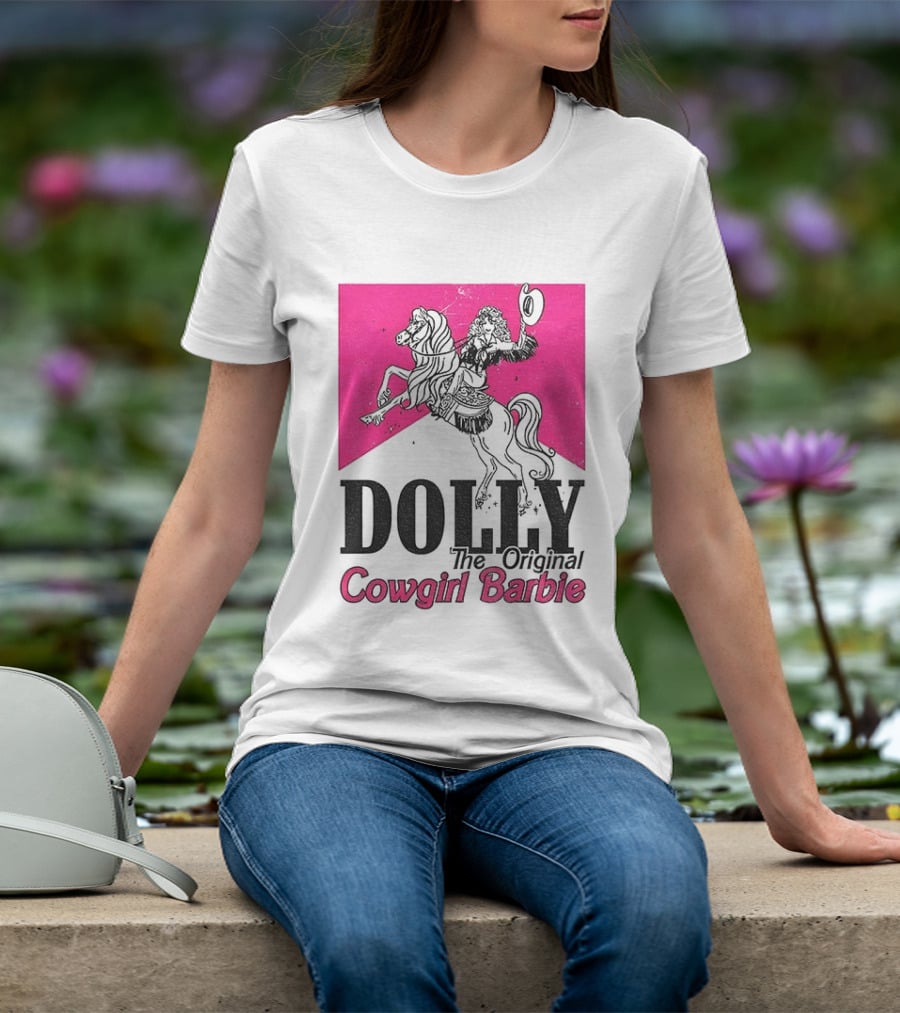 Dolly The Original Cowgirl Barbie Pink Riding Horse T-Shirt