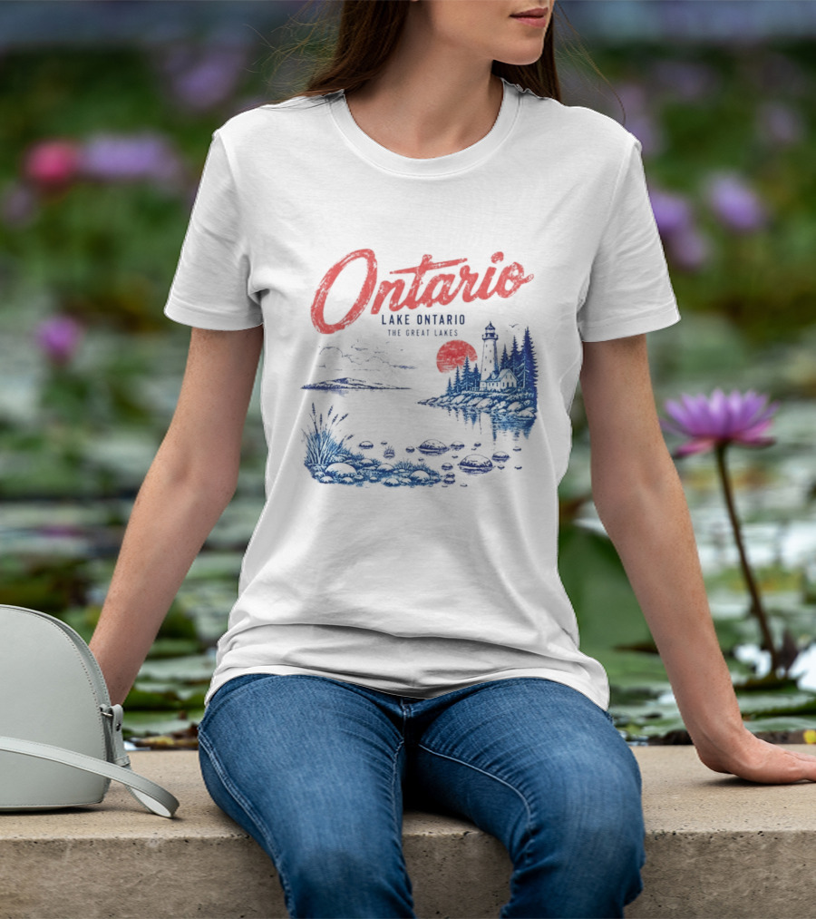 Ontario Lake Ontario The Great Lakes Lighthouse Scene T-Shirt