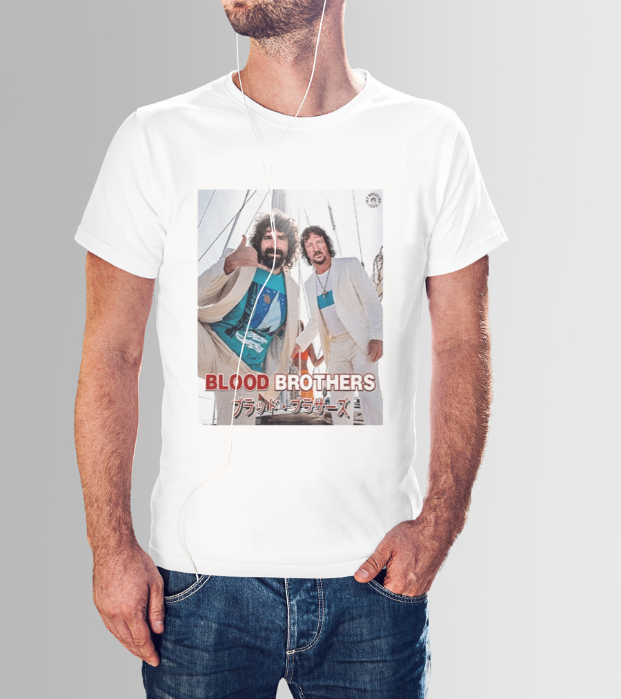 Blood Brothers Mick Foley Terry Funk Sailboat 80s Style Japanese T-Shirt