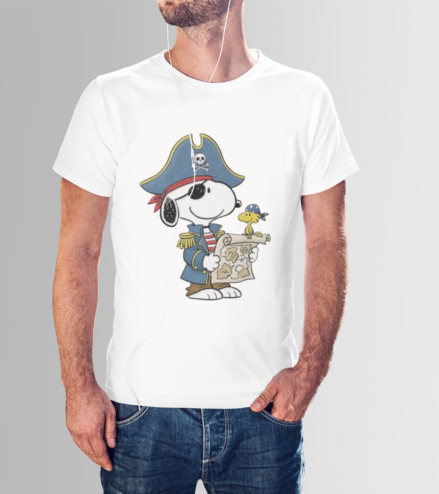 Snoopy Pirate Adventure With Treasure Map And Woodstock T-Shirt