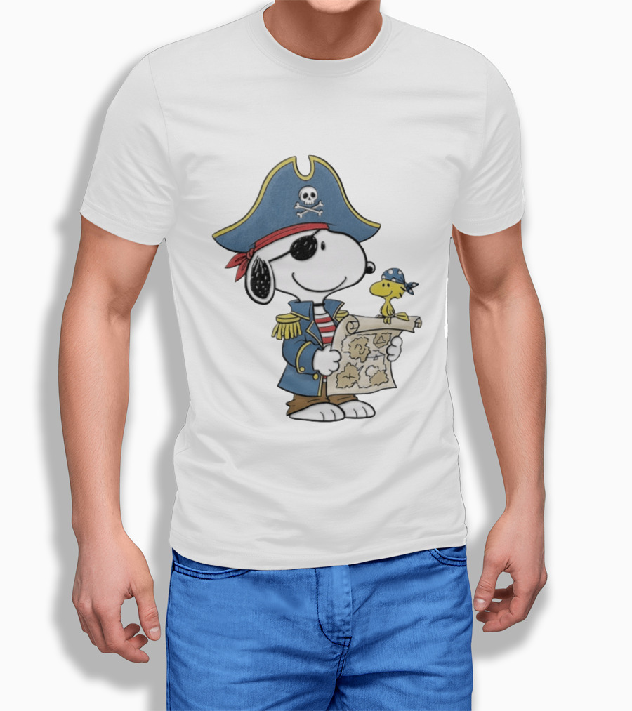 Snoopy Pirate Adventure With Treasure Map And Woodstock T-Shirt
