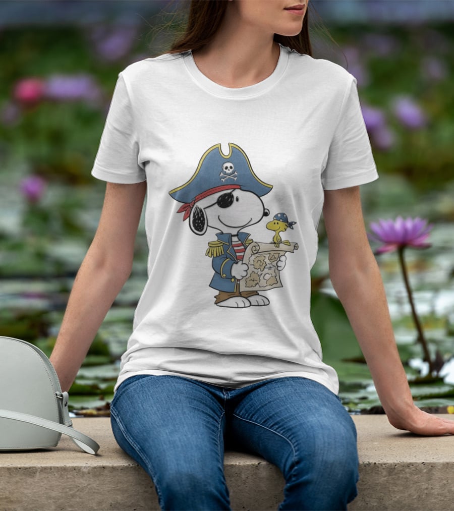 Snoopy Pirate Adventure With Treasure Map And Woodstock T-Shirt
