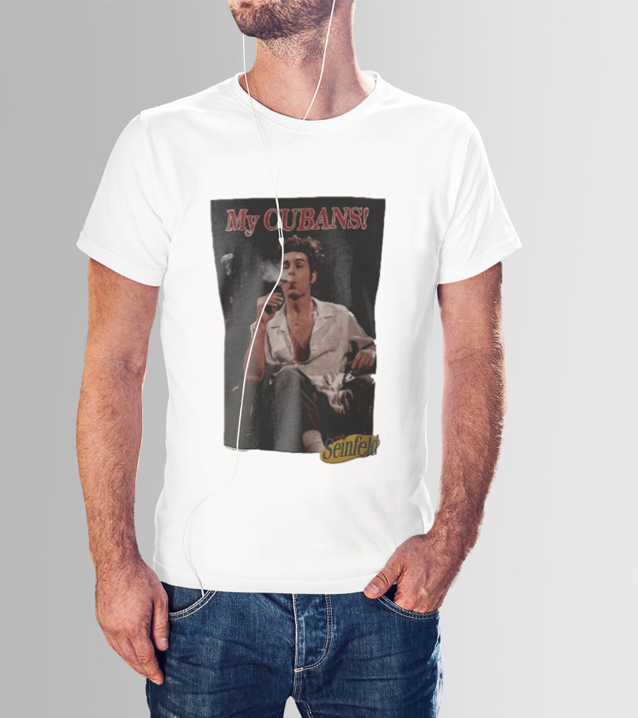 Seinfeld My Cubans Cosmo Kramer Smoking Cigar In Leather Chair T-Shirt