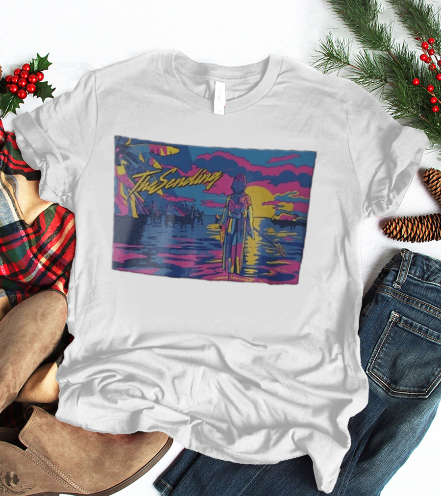 The Sending Yuna Final Fantasy X Synthwave Neon Sunset Ocean Scene T-Shirt