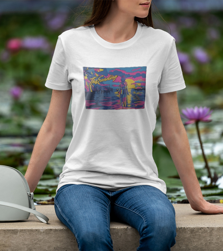 The Sending Yuna Final Fantasy X Synthwave Neon Sunset Ocean Scene T-Shirt