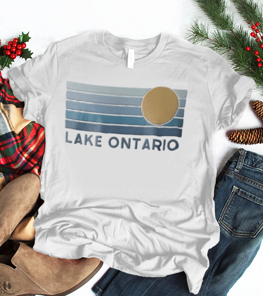 Lake Ontario Golden Sun With Five Blue Horizontal Gradient Stripes T-Shirt