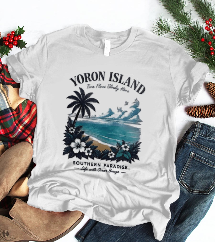 Yoron Island Southern Paradise Ocean Breeze Palm Tree Beach Hibiscus T-Shirt