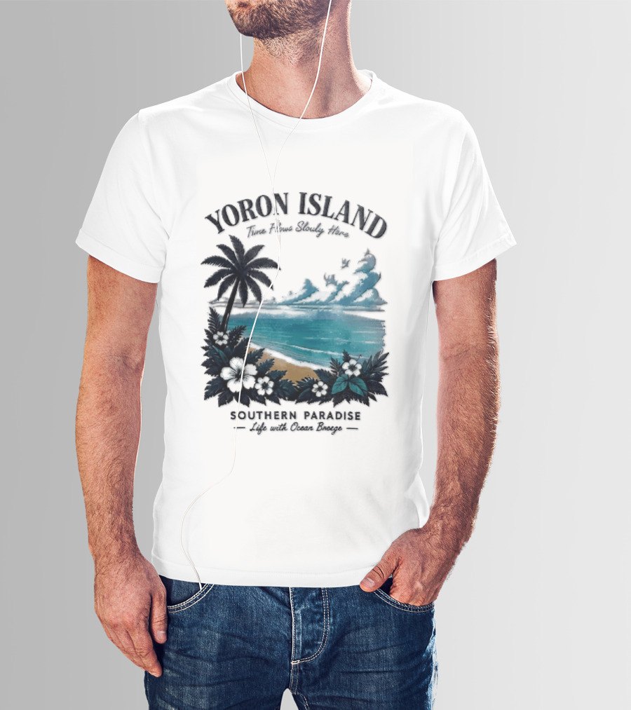 Yoron Island Southern Paradise Ocean Breeze Palm Tree Beach Hibiscus T-Shirt