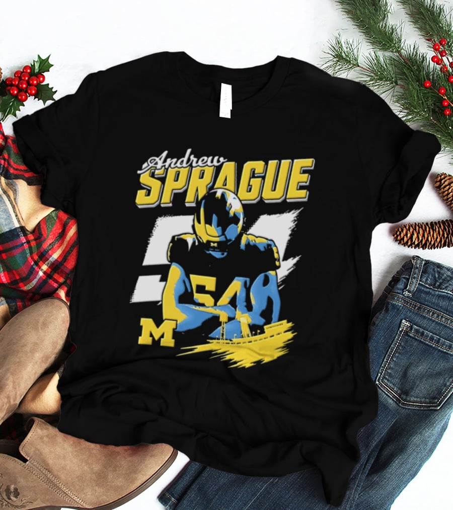 Andrew Sprague No 54 Michigan Wolverines Football M Helmet T-Shirt