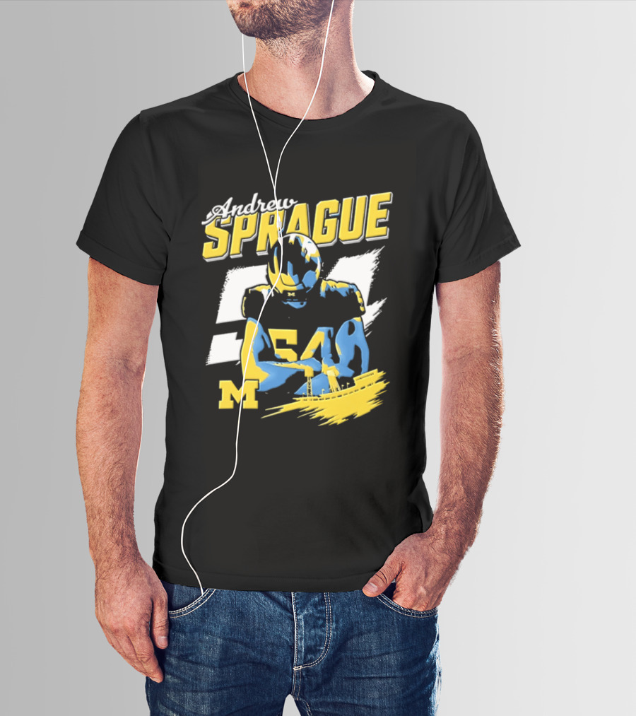 Andrew Sprague No 54 Michigan Wolverines Football M Helmet T-Shirt