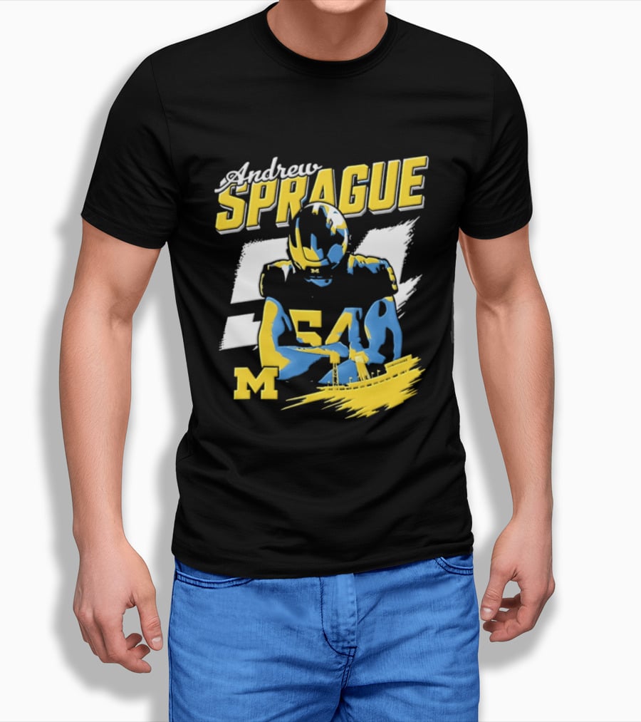 Andrew Sprague No 54 Michigan Wolverines Football M Helmet T-Shirt