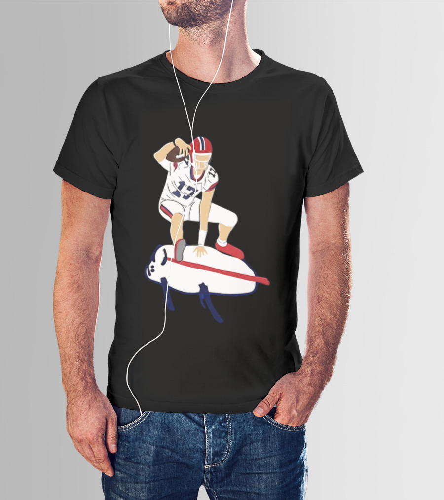 Josh Allen 17 Buffalo Football Skateboard Player Action T-Shirt