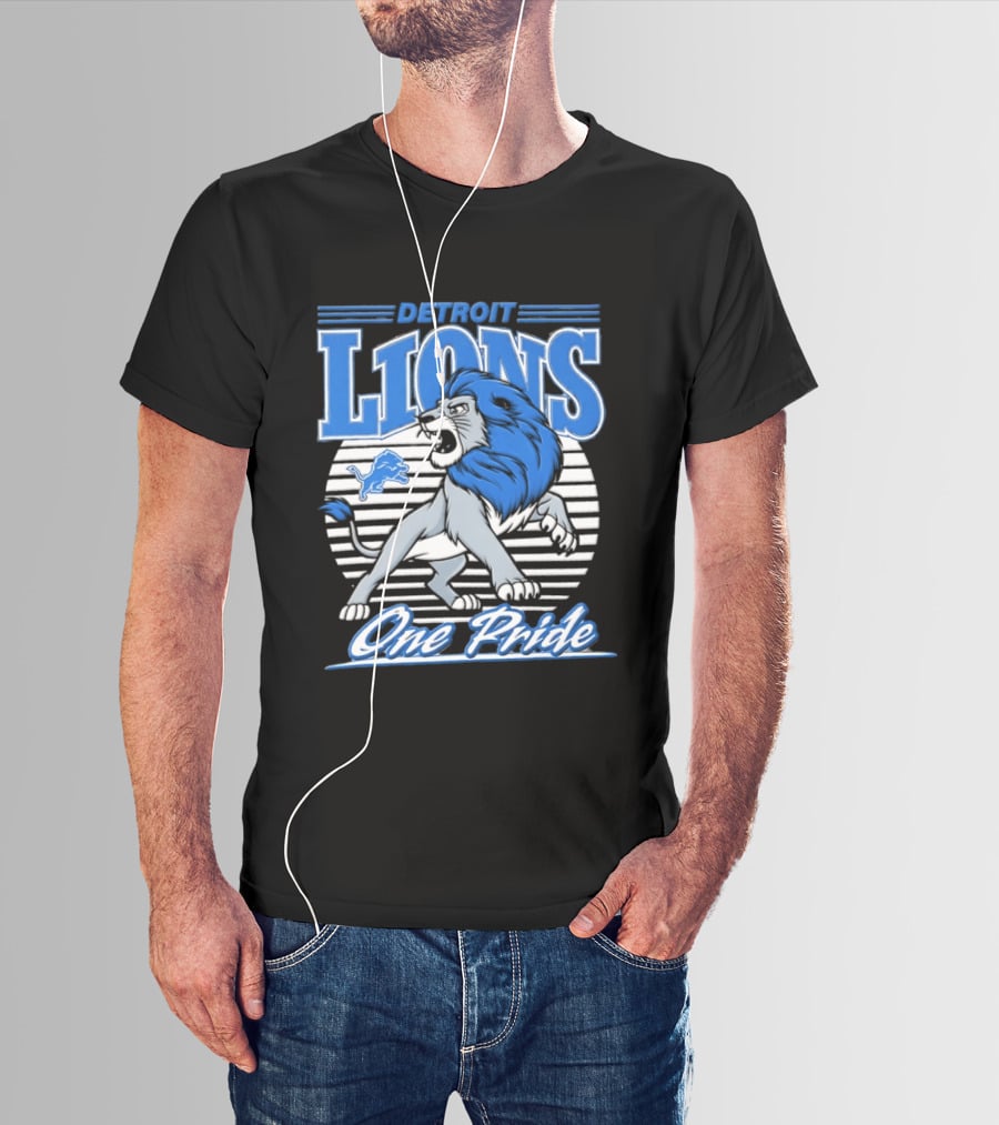 Detroit Lions One Pride Roaring Lion Fan T-Shirt