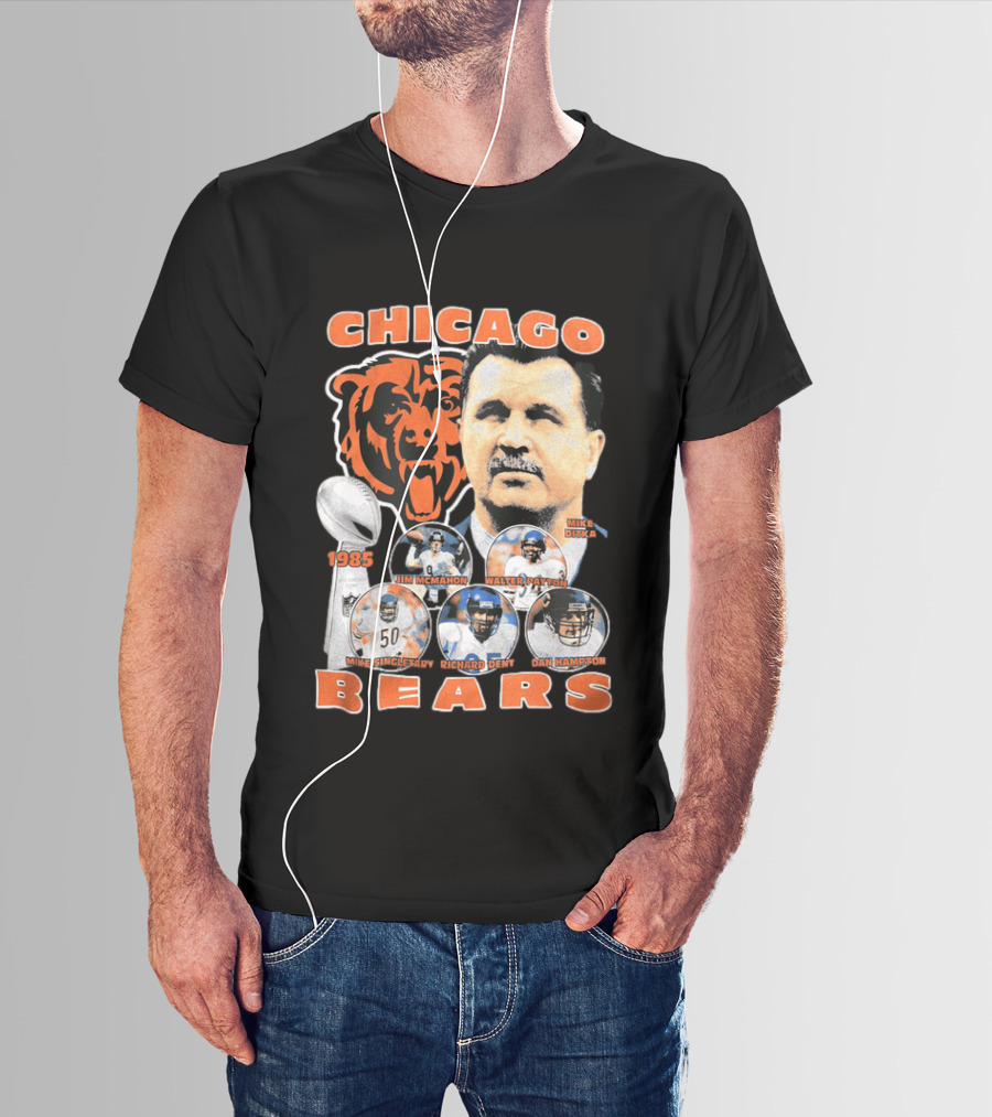 Chicago Bears 1985 Mike Ditka Jim McMahon Walter Payton Mike Singletary Richard Dent Dan Hampton T-Shirt