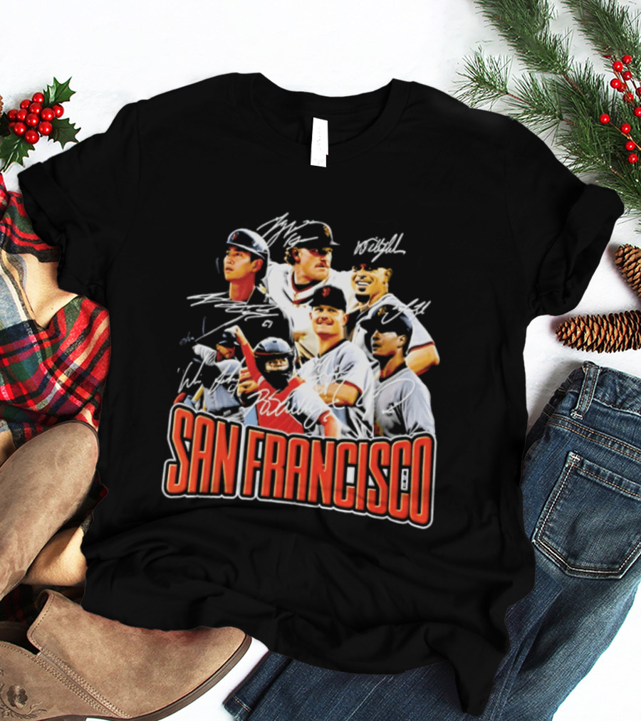San Francisco Patrick Bailey Jung Hoo Lee Players Collage With Facsimile Signatures T-Shirt