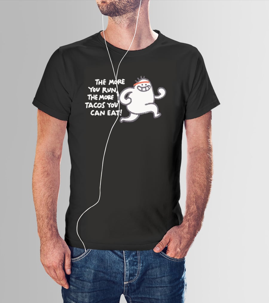 The More You Run The More Tacos You Can Eat Running Character Red Headband T-Shirt