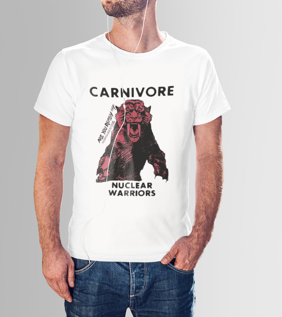 Carnivore Nuclear Warriors Snarling Sabertooth Tiger Pink Ink Sketch T-Shirt