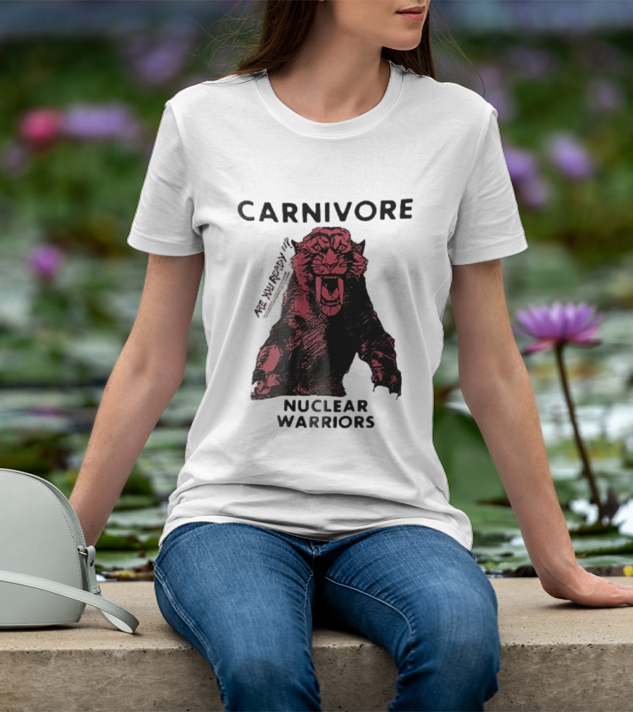 Carnivore Nuclear Warriors Snarling Sabertooth Tiger Pink Ink Sketch T-Shirt