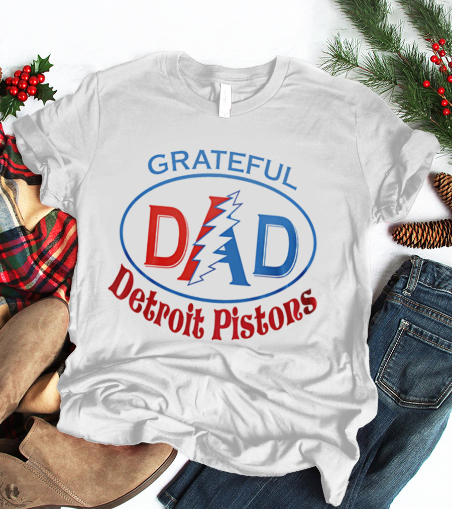 Grateful Dad Detroit Pistons Lightning Bolt T-Shirt