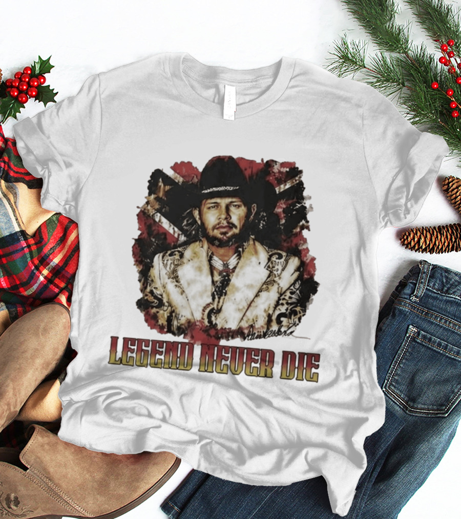 Hank Williams Jr. Legend Never Die Country Music Rebel Flag Cowboy Hat T-Shirt
