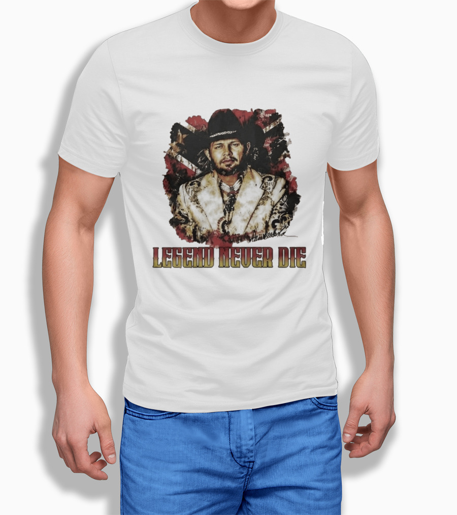 Hank Williams Jr. Legend Never Die Country Music Rebel Flag Cowboy Hat T-Shirt