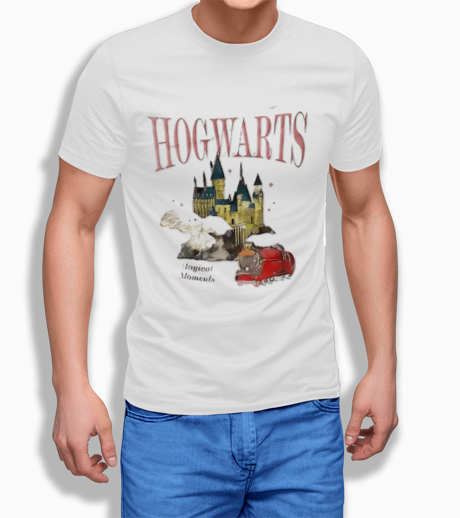 Hogwarts Castle Red Express Steam Train Magical Moments Hedwig Snowy Owl Watercolor T-Shirt