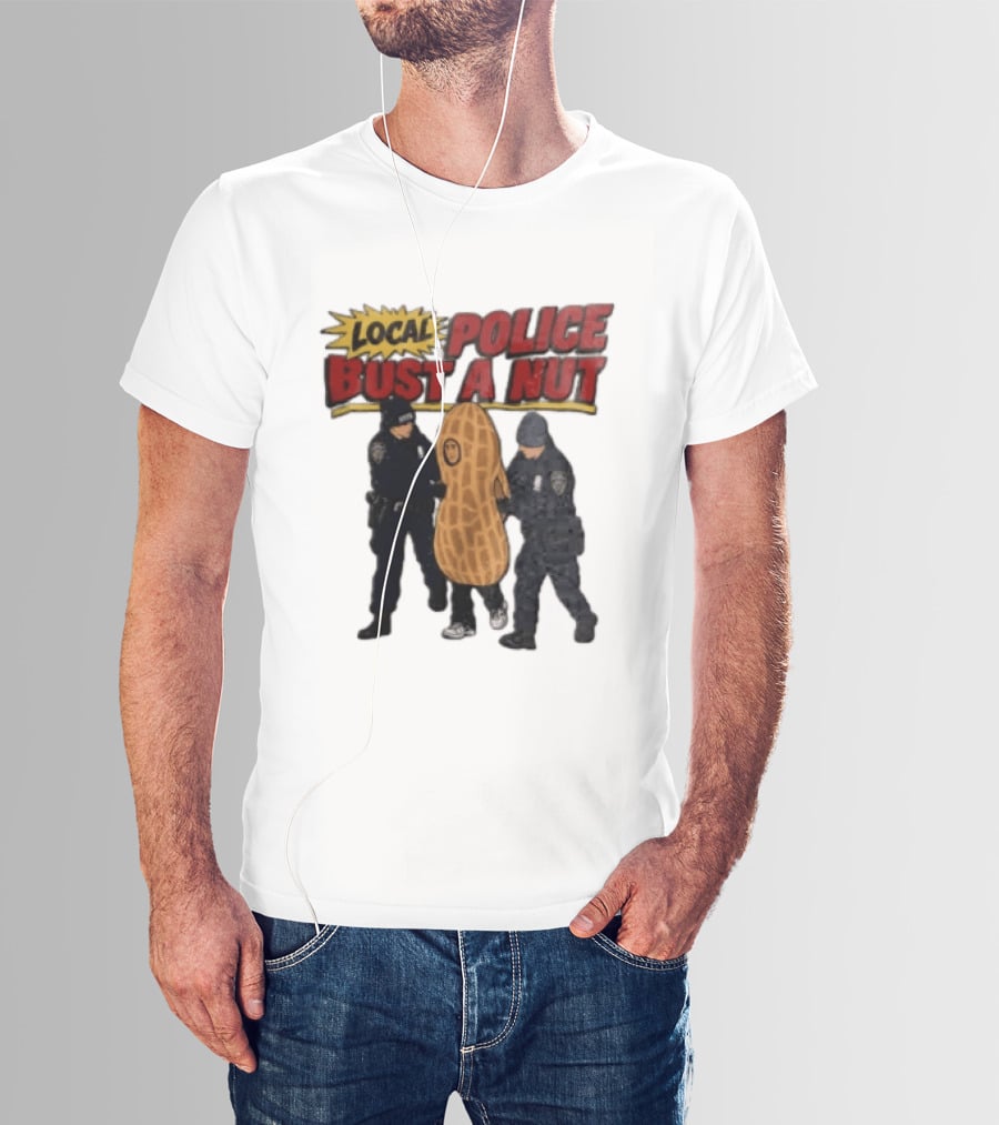 Local Police Bust A Nut Cartoon NYPD Officers Arresting Peanut T-Shirt