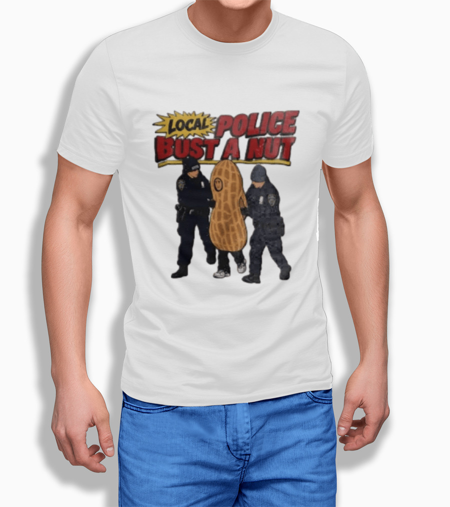 Local Police Bust A Nut Cartoon NYPD Officers Arresting Peanut T-Shirt