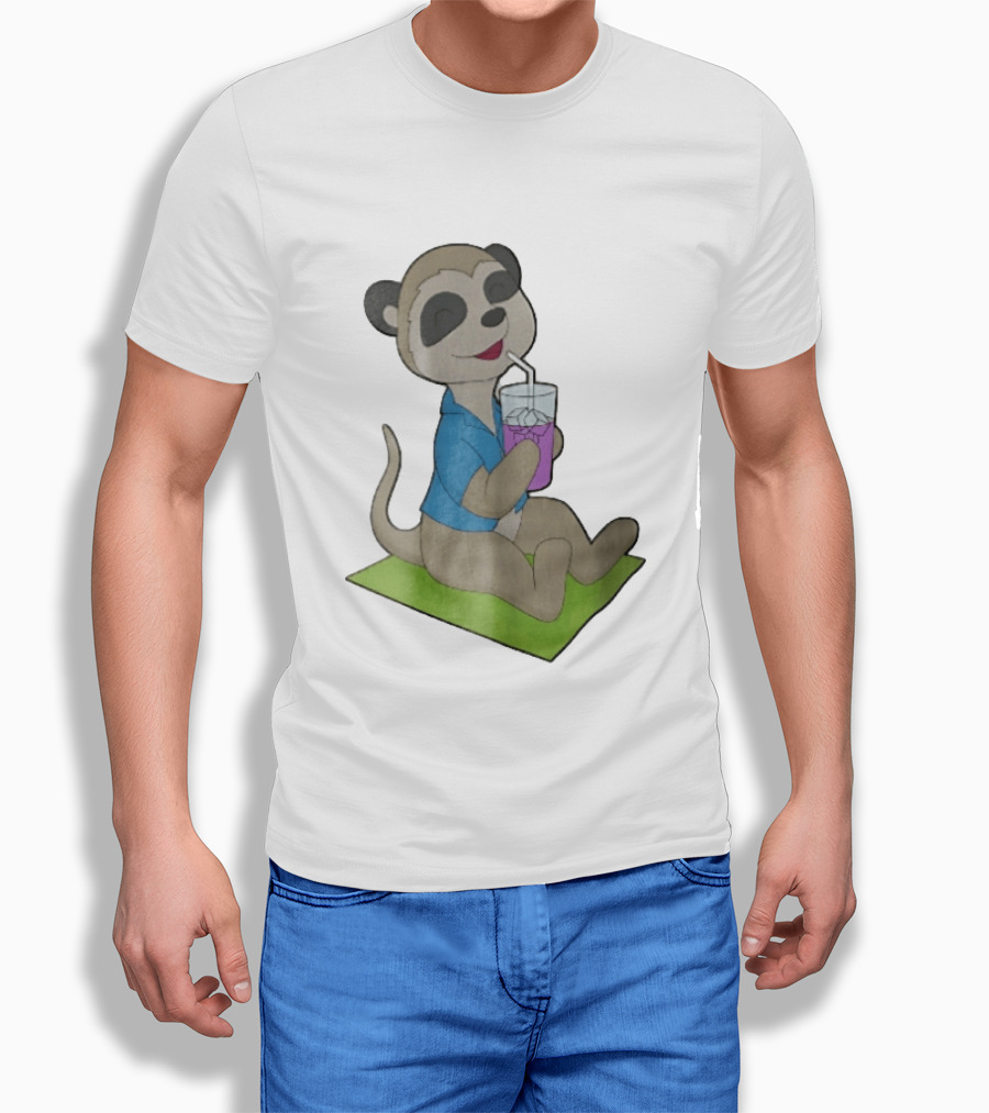 Meerkat Relaxing With Tropical Drink On Beach Towel Summer Fun T-Shirt