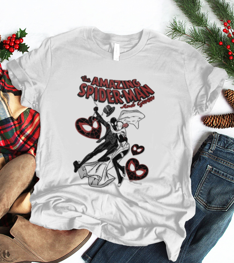 The Amazing Spider Man Loves Gwen Miles Morales Spider Man Gwen Stacy T-Shirt