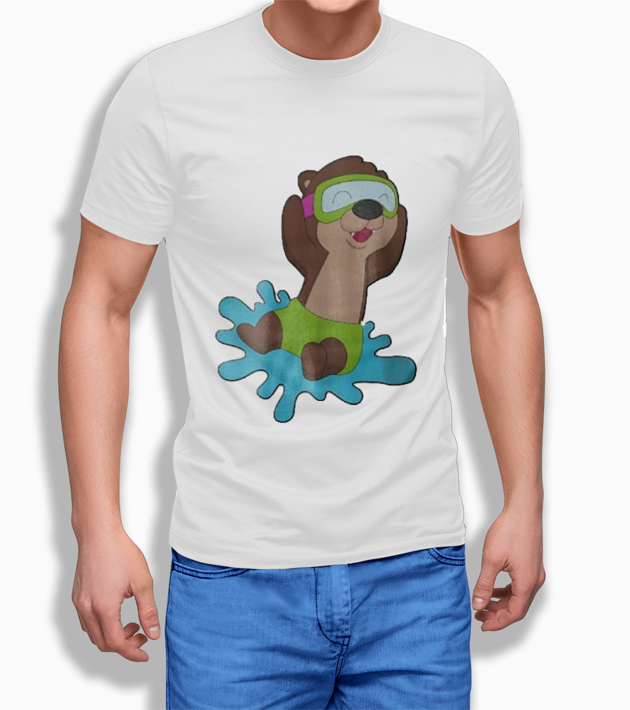 Otter Swimming With Goggles Playful Summer Splash T-Shirt
