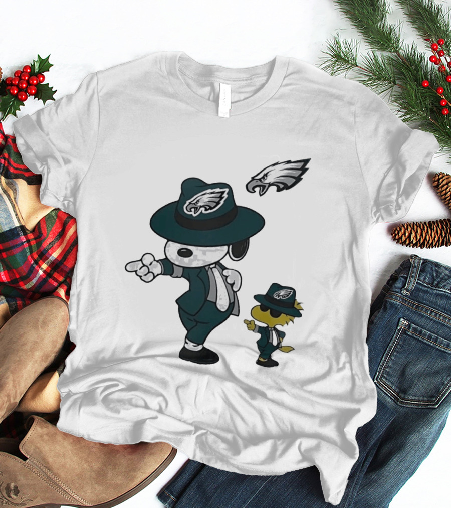 Philadelphia Eagles X Snoopy Woodstock Dance Pop Rock Hat Suit Football Team T-Shirt