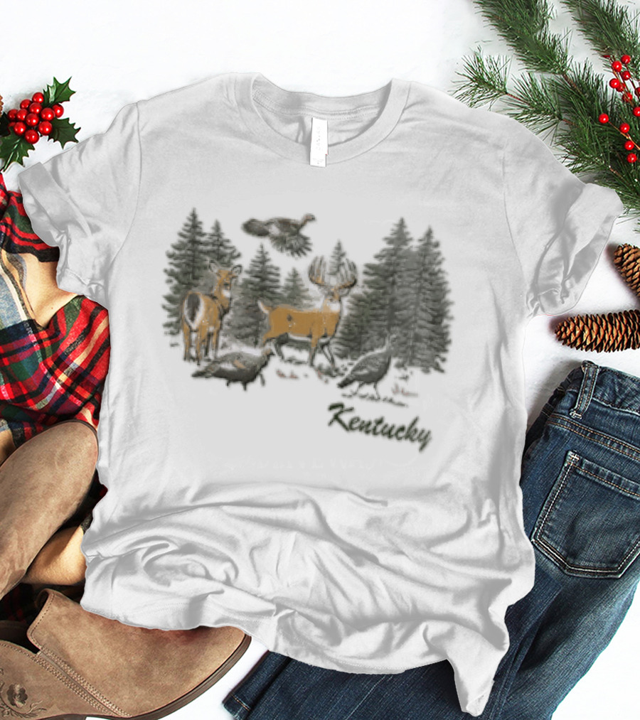The Deer Turkey Season Forest Hunting Scene T-Shirt
