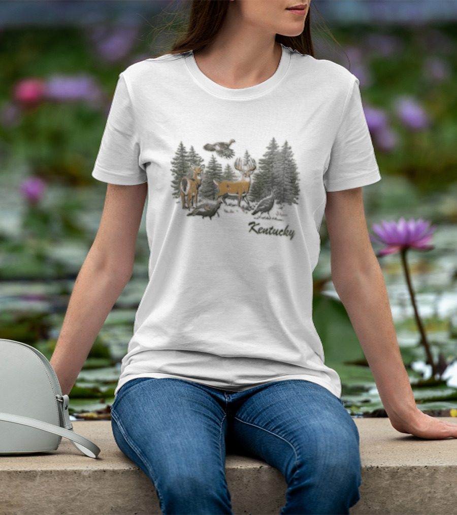 The Deer Turkey Season Forest Hunting Scene T-Shirt