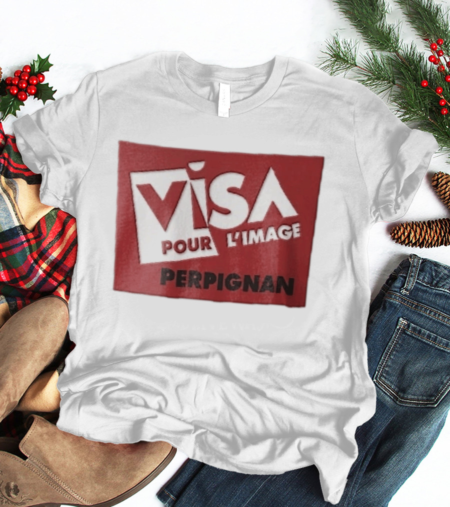 Visa Pour L'Image Perpignan Red Rectangular White Cutout T-Shirt